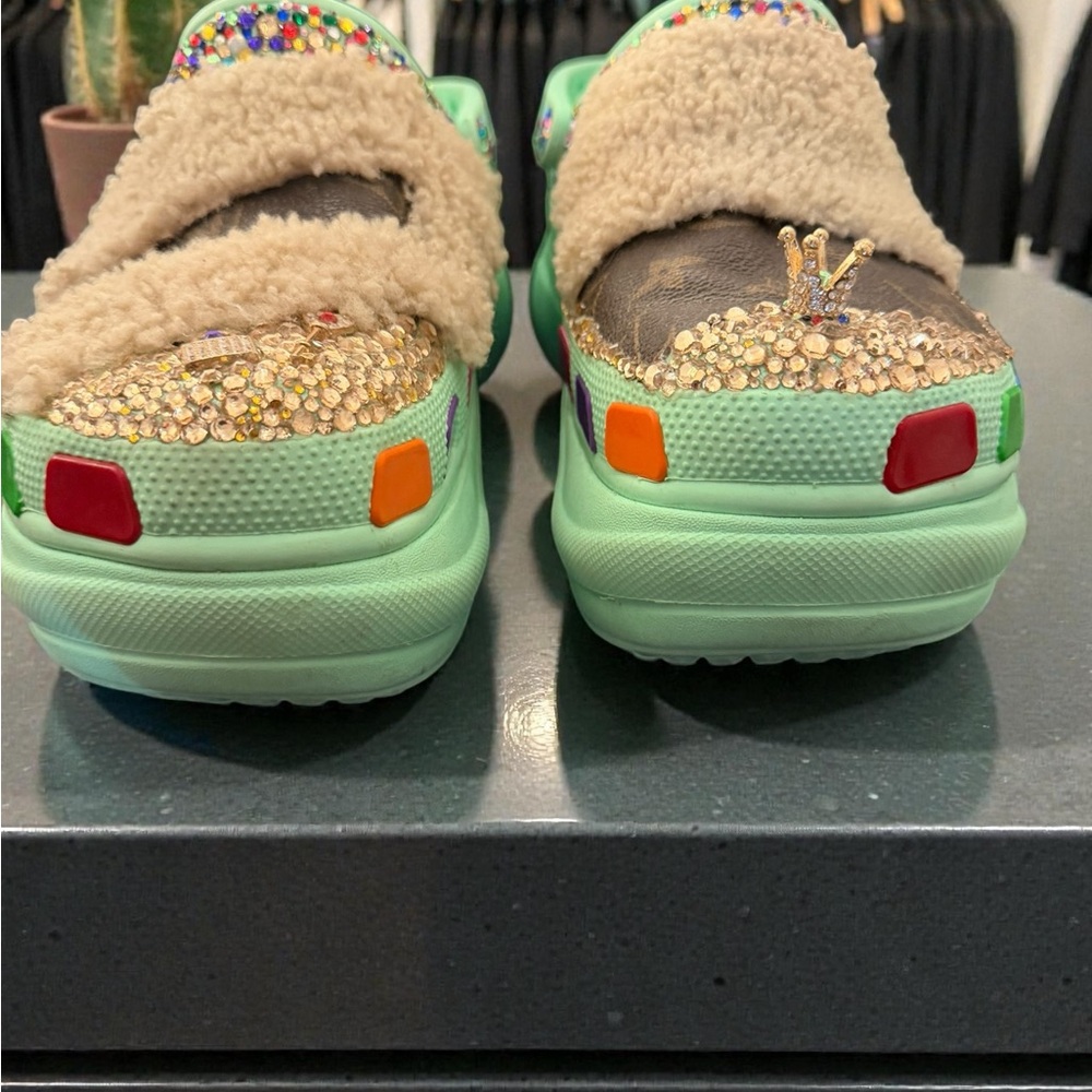 Colorful Platform Clogs with Rhinestones Bling Details RARE ONE OF A KIND - Picture 4 of 7